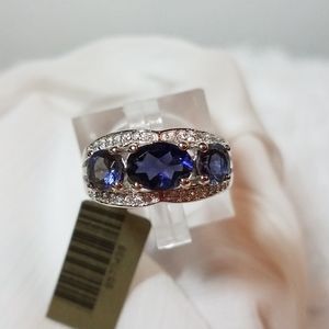 IOLITE AND DIAMOND RING